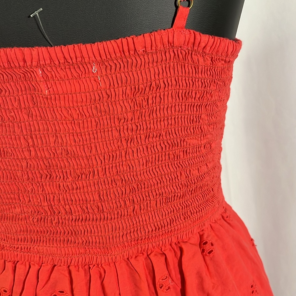 NWOT Japan Coral Pink Embroidered Floral Eyelet Sleeveless Cotton Romper - Picture 12 of 16